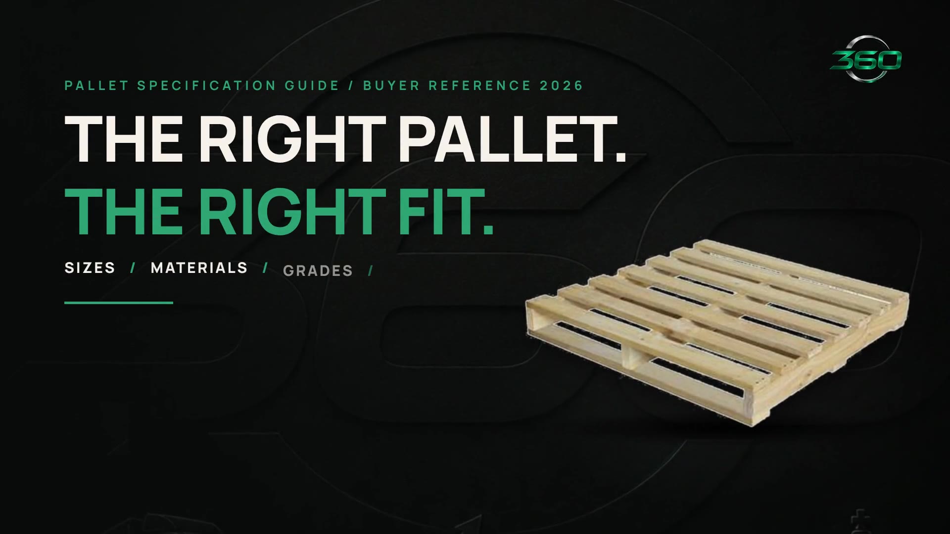 A frame from the film: pallet materials laid out as cards